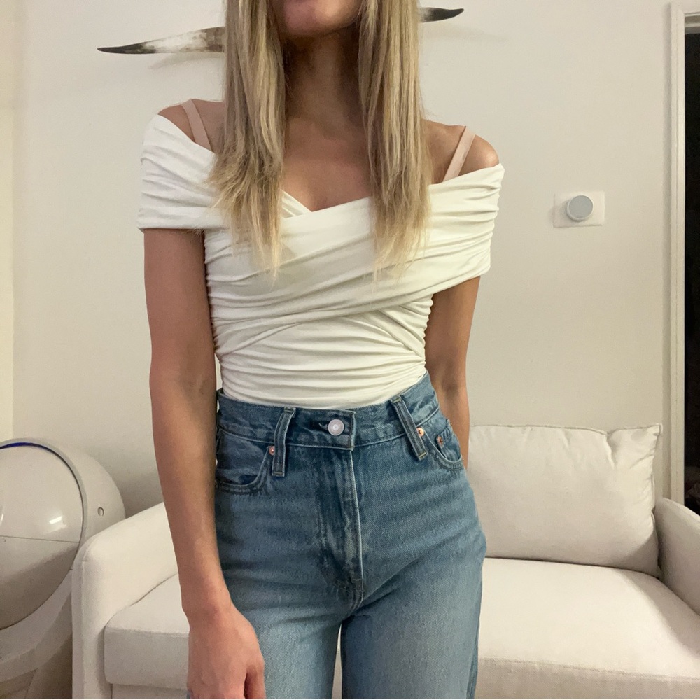 White off the shoulder bodysuit